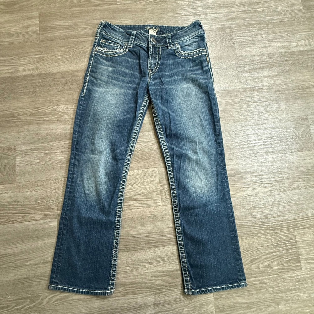 Silver Jeans Suki Capri Womens W28 Medium Wash‎ Curvy Mid Rise L996SJB445 Denim